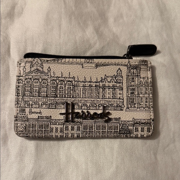 Harrods Accessories - Harrods Cream and Black London Sketch Zip Coin Pouch